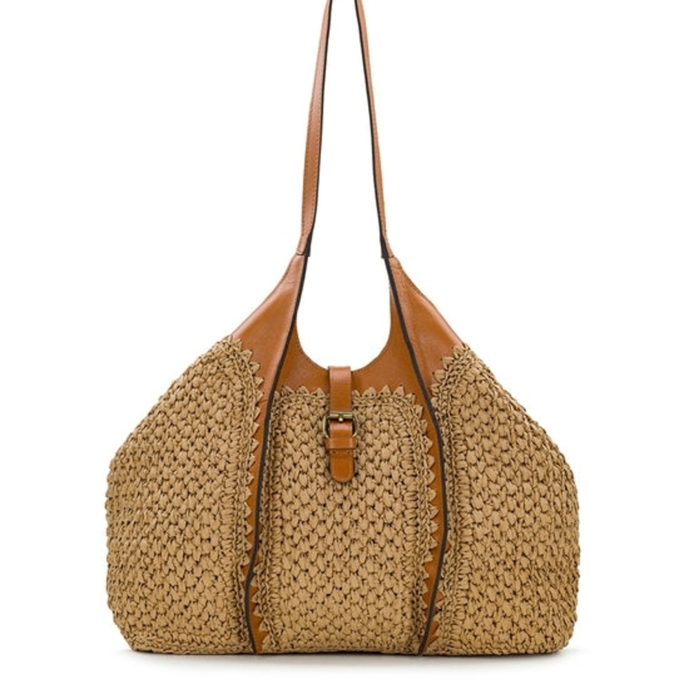 Patricia Nash Tan Woven Straw & Leather Tote - Picture 2 of 6